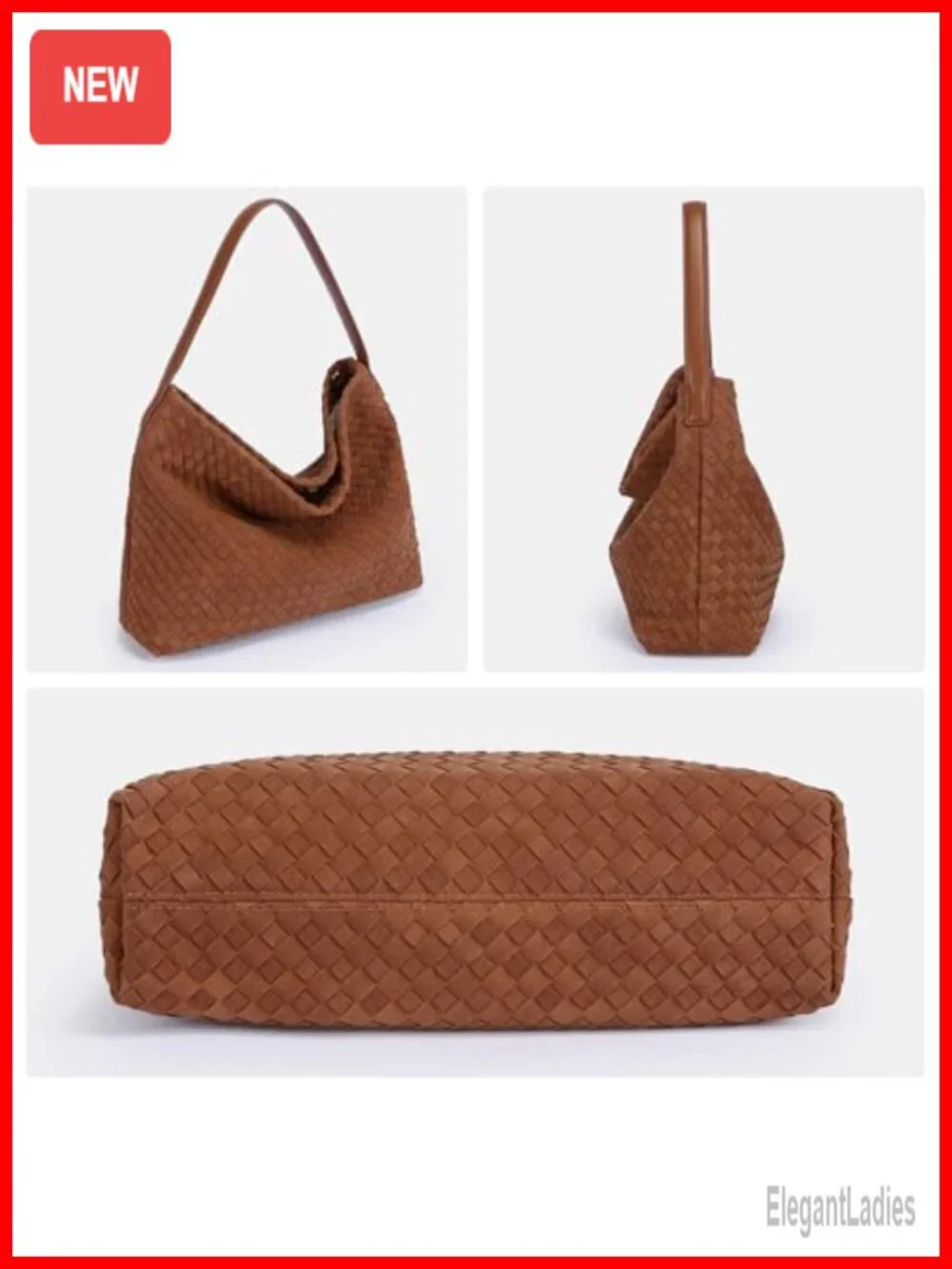 Woven Suede Hobo Bag, Slouchy Shoulder Crossbody Bag, Tote Handbag Satchel Work